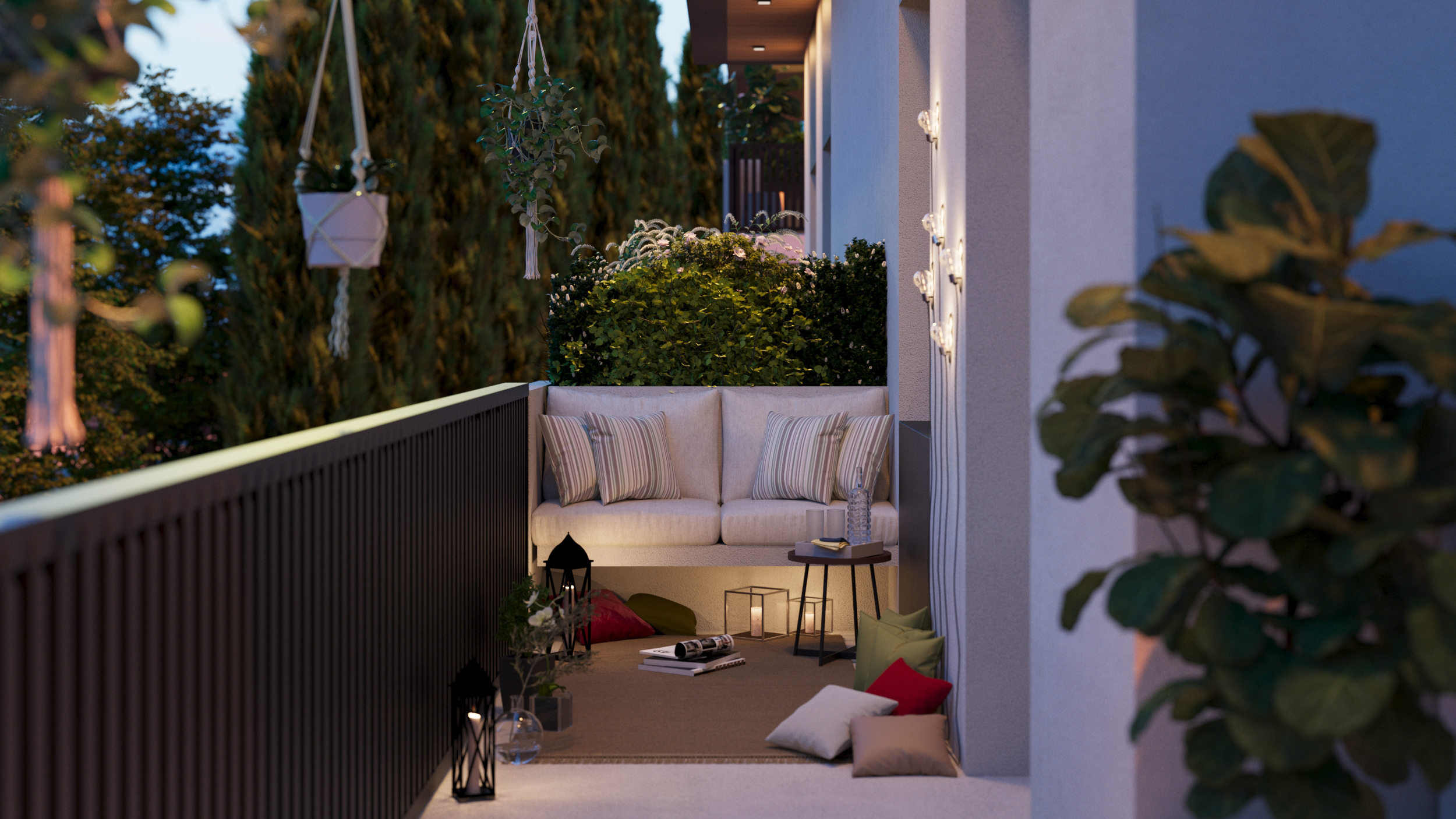Render della cameretta con divano-letto