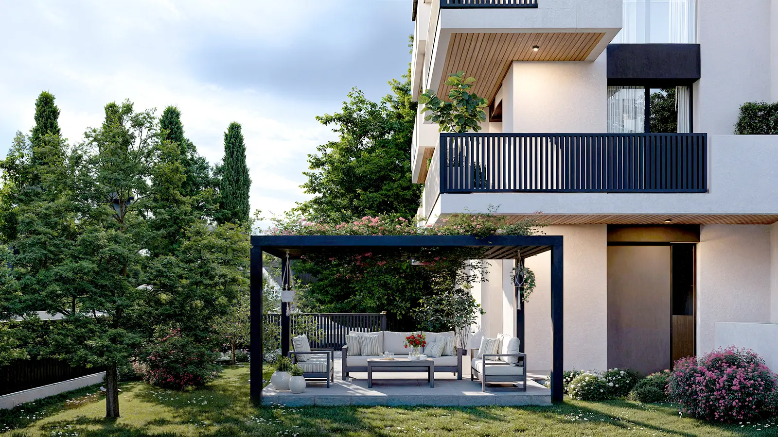 Render diurno della facciata di Viserba Living